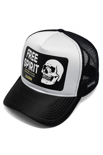 Foto Boné trucker retrô branco e preto Free Spirit