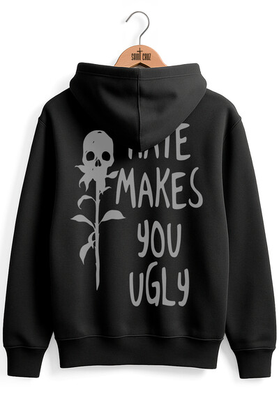 Foto Blusa puff de moletom preto Hate