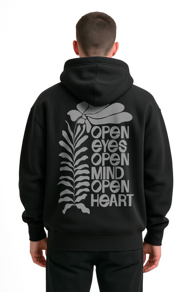 FotoBlusa puff de moletom preto Open Eyes