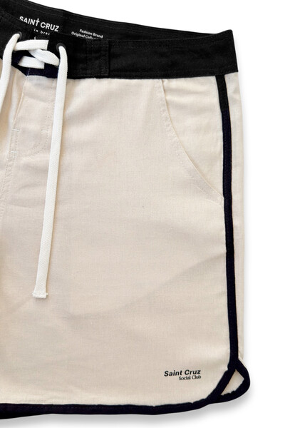 FotoBermuda de linho Off White e Preta