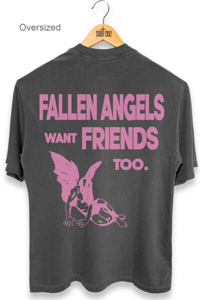 Foto Camiseta oversized estonada chumbo Fallen Angels (Rosa)