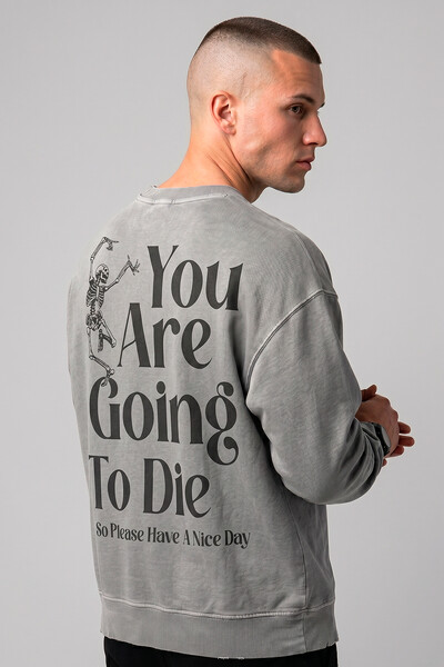Foto Blusa oversized de moletom estonado cinza Nice Day
