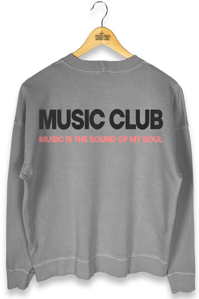Foto Blusa oversized de moletom estonado cinza Music Club