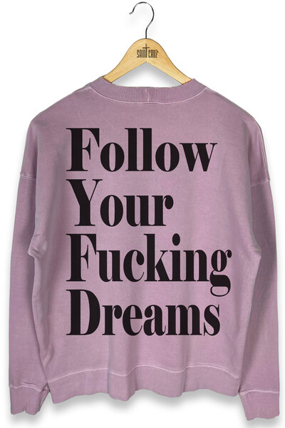 Foto Blusa oversized de moletom estonado lilás Dreams Back
