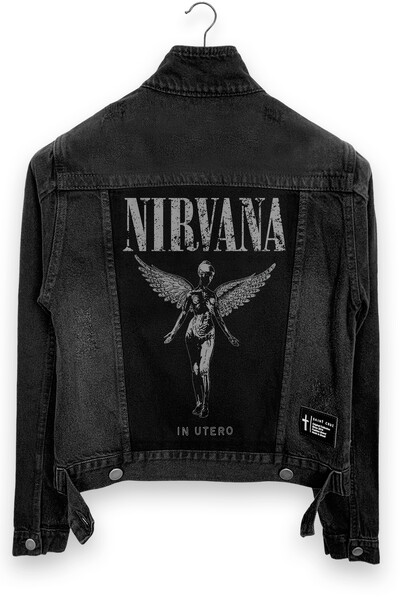 Foto Jaqueta jeans feminina preta Nirvana in Utero Outlet