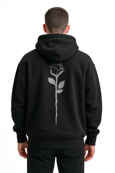 FotoBlusa puff de moletom preto Rose Back
