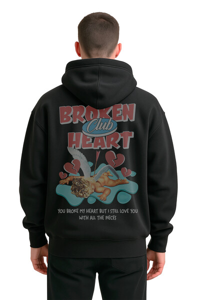 FotoBlusa puff de moletom preto Broken Heart