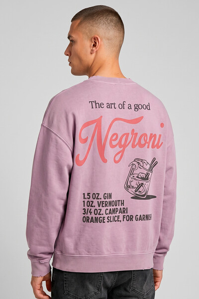 Foto Blusa oversized de moletom estonado lilás Negroni