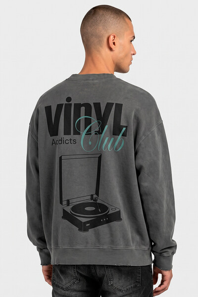 Foto Blusa oversized de moletom estonado chumbo Vinyl