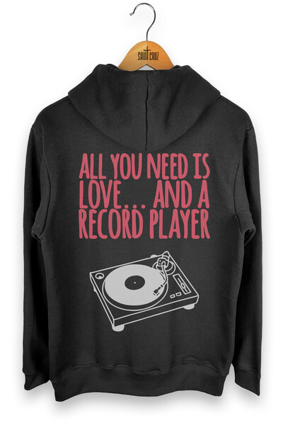 Foto Blusa puff de moletom preto Record Player