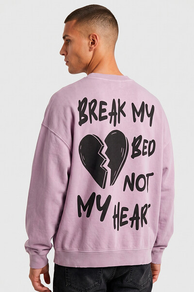 Foto Blusa oversized de moletom estonado lilás Break My Bed