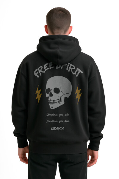 FotoBlusa puff de moletom preto Free (Branco e Amarelo)
