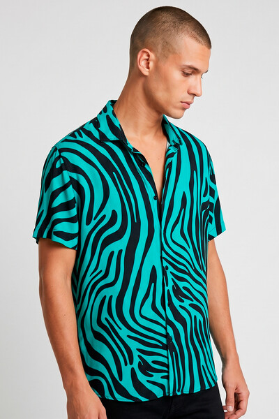 Foto Camisa de viscose Blue Stripes