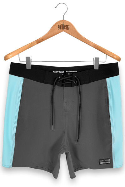 Foto Bermuda retrô line Chumbo e Azul Claro