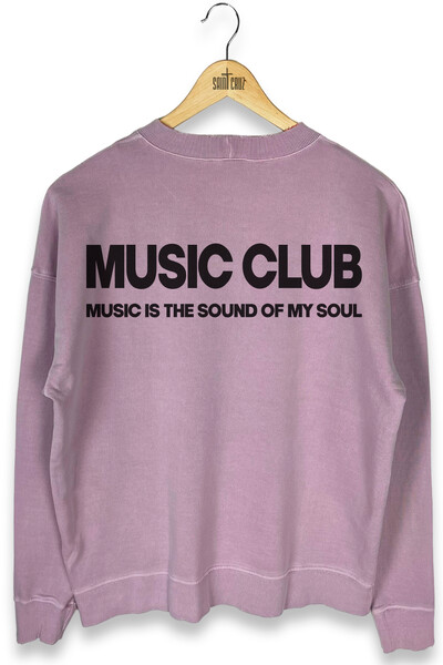 Foto Blusa oversized de moletom estonado lilás Music Club