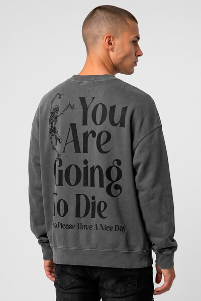Foto Blusa oversized de moletom estonado chumbo Nice Day