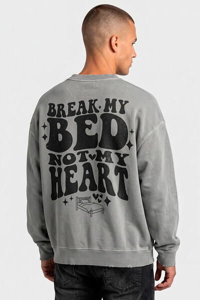 Foto Blusa oversized de moletom estonado cinza Bed