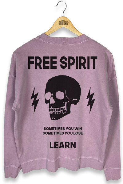Foto Blusa oversized de moletom estonado lilás Free