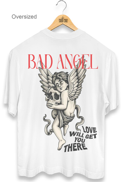 Foto Camiseta oversized branca Bad Angel Collors