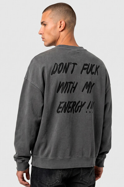 Foto Blusa oversized de moletom estonado chumbo Energy