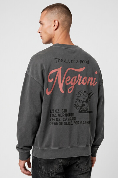 Foto Blusa oversized de moletom estonado chumbo Negroni