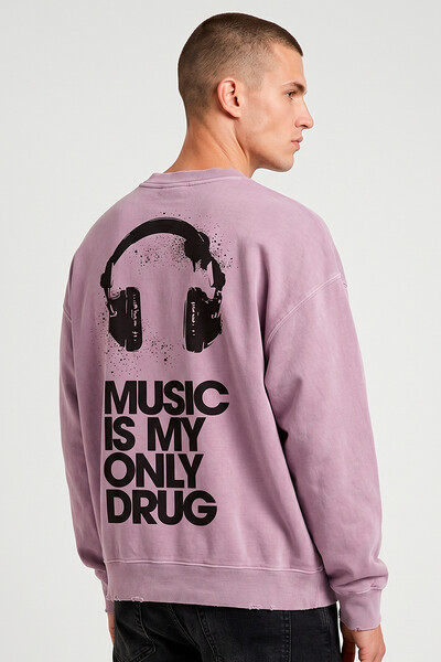 Foto Blusa oversized de moletom estonado lilás Drug