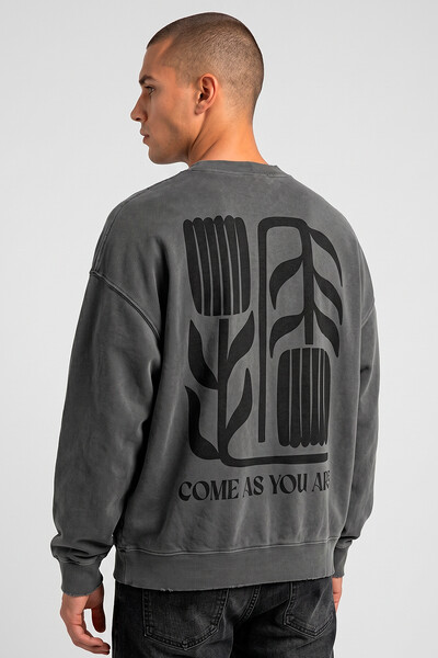 Foto Blusa oversized de moletom estonado chumbo Come As You Are