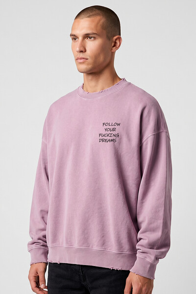Foto Blusa oversized de moletom estonado lilás Dreams Front