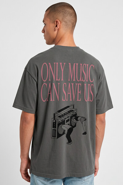 Foto Camiseta oversized estonada chumbo Only Music