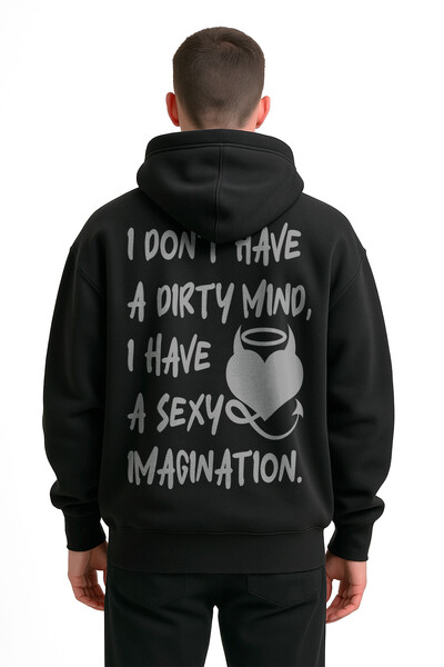 FotoBlusa puff de moletom preto Dirty Mind