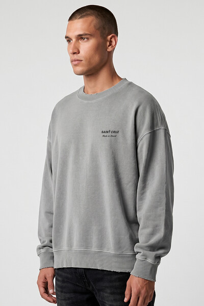 FotoBlusa oversized de moletom estonado cinza Try Some