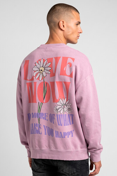 Foto Blusa oversized de moletom estonado lilás Love Now Collors