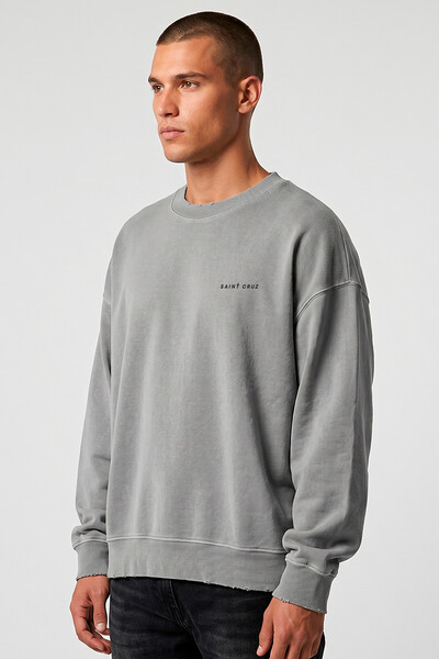 FotoBlusa oversized de moletom estonado cinza Fame