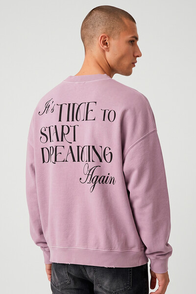 Foto Blusa oversized de moletom estonado lilás Time