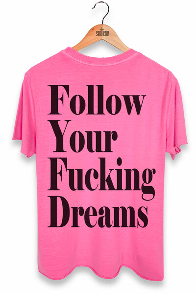 Foto Camiseta estonada rosa Dreams Back