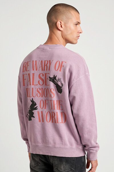 Foto Blusa oversized de moletom estonado lilás False