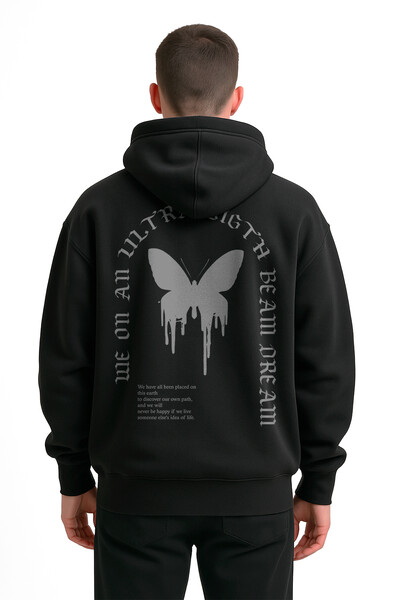 FotoBlusa puff de moletom preto Butterfly