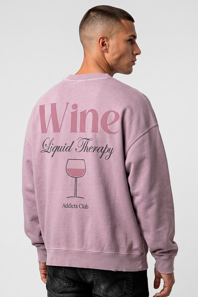 Foto Blusa oversized de moletom estonado lilás Wine
