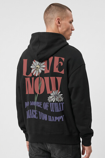 Foto Blusa puff de moletom preta Love Now Collors