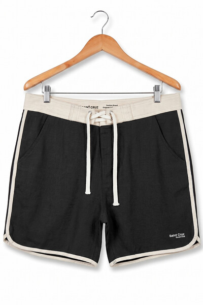 Foto Bermuda de linho Preta e Off White
