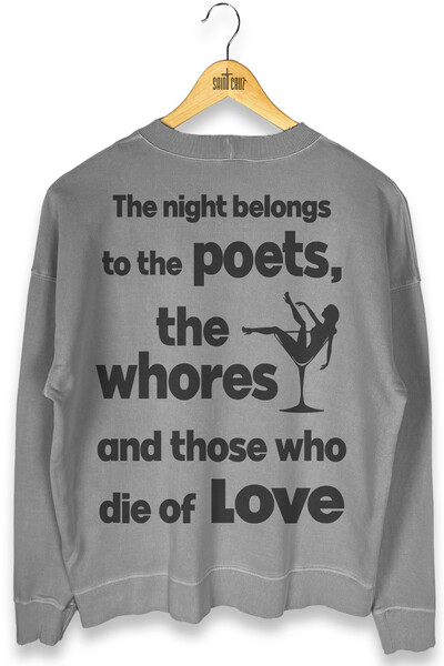 Foto Blusa oversized de moletom estonado cinza Poets