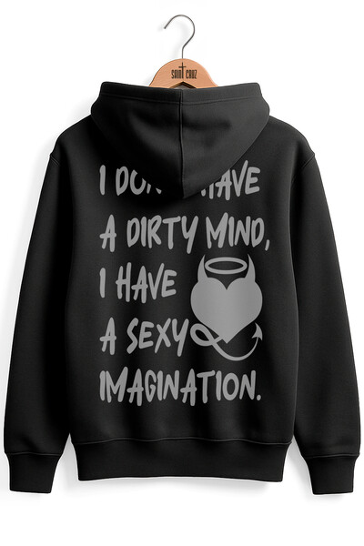 Foto Blusa puff de moletom preto Dirty Mind