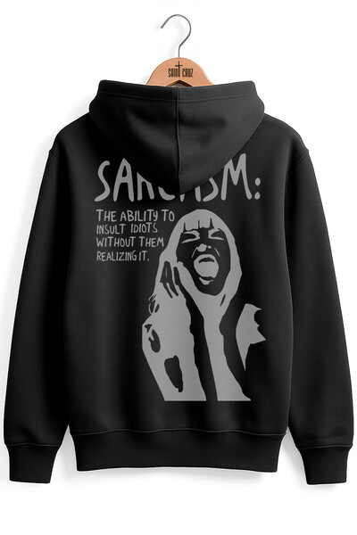 Foto Blusa puff de moletom preto Sarcasm