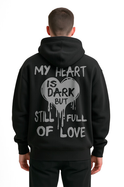 FotoBlusa puff de moletom preto My Heart