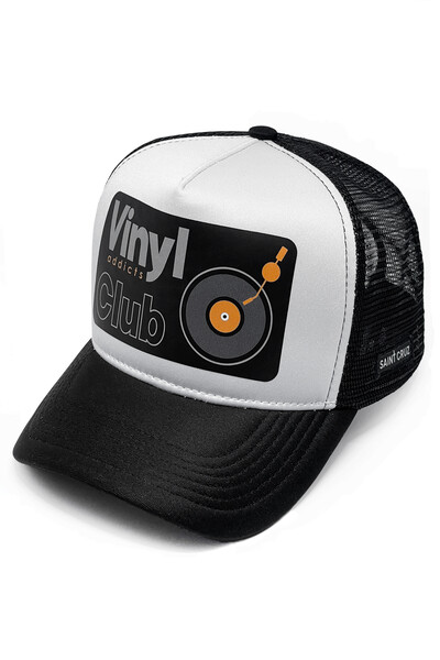 Foto Boné trucker retrô branco e preto Vinyl