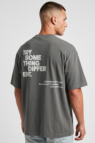 Foto Camiseta oversized estonada chumbo Try Some