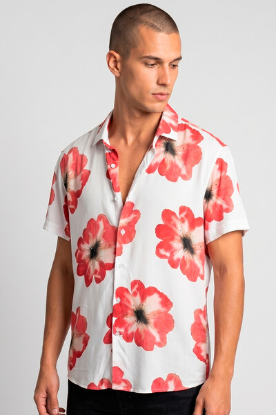 Foto Camisa de viscose Red Flowers