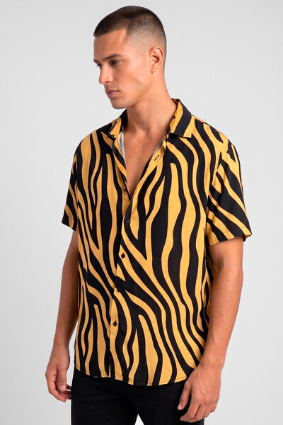 Foto Camisa de viscose Orange Zebra