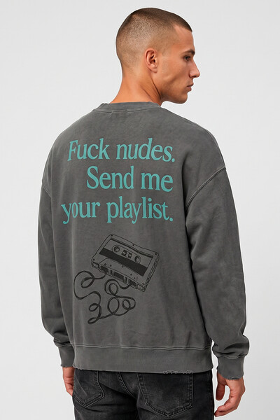 Foto Blusa oversized de moletom estonado chumbo Send