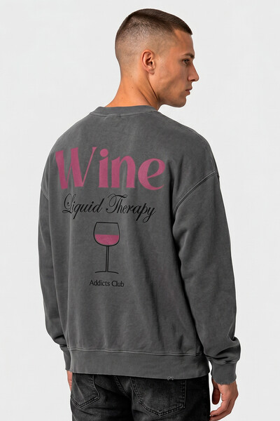 Foto Blusa oversized de moletom estonado chumbo Wine
